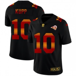 Los Angeles Rams 10 Cooper Kupp Men Black Nike Red Orange Stripe Vapor Limited NFL Jersey