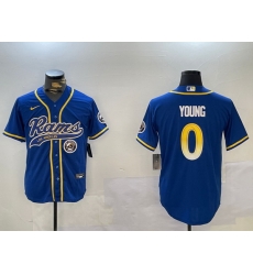 Men Los Angeles Rams 0 Byron Young Royal Cool Base Stitched Baseball Jersey 2