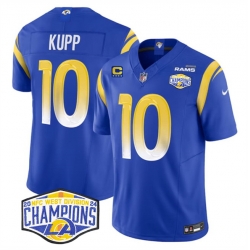 Men Los Angeles Rams 10 Cooper Kupp Blue 2024 NFC West Champions With 4 Star C Patch F U S E  Vapor Untouchable Stitched Football Jersey