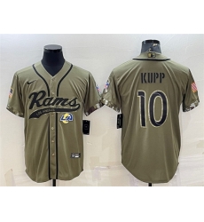 Men Los Angeles Rams 10 Cooper Kupp Olive 2022 Salute To Service Cool Base Stitched Baseball Jersey