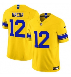 Men Los Angeles Rams  12 Puka Nacua Gold Classic Sol 2026 F U S E  Vapor Limited Stitched Football Jersey