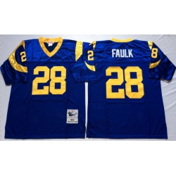 Men Los Angeles Rams 28 Marshall Faulk Blue M&N Throwback Jersey