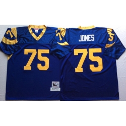 Men Los Angeles Rams 75 Deacon Jones Blue M&N Throwback Jersey