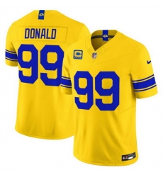 Men Los Angeles Rams  99 Aaron Donald Gold Classic Sol 2026 F U S E  4 Star C Patch Vapor Limited Stitched Football Jersey