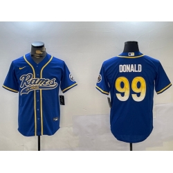 Men Los Angeles Rams 99 Royal Cool Base Stitched Baseball Jersey