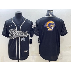 Men Los Angeles Rams Black Reflective Team Big Logo With Patch Cool Base Stitched Baseball Jersey