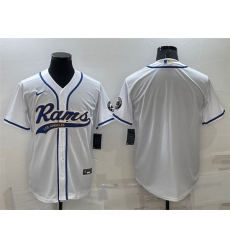 Men Los Angeles Rams Blank White With Patch Cool Base Stitched Baseball Jersey