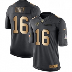 Men Nike Los Angeles Rams 16 Jared Goff Limited BlackGold Salute to Service NFL Jersey