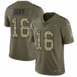 Men Nike Los Angeles Rams 16 Jared Goff Limited OliveCamo 2017 Salute to Service NFL Jersey