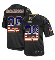 Men Nike Los Angeles Rams 29 Eric Dickerson Elite Black USA Flag Fashion NFL Jersey