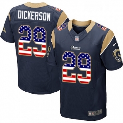 Men Nike Los Angeles Rams 29 Eric Dickerson Elite Navy Blue Home USA Flag Fashion NFL Jersey