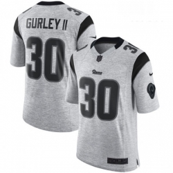 Men Nike Los Angeles Rams 30 Todd Gurley Limited Gray Gridiron II NFL Jersey