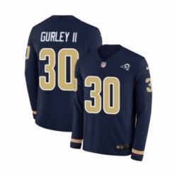 Men Nike Los Angeles Rams 30 Todd Gurley Limited Navy Blue Therma Long Sleeve NFL Jersey