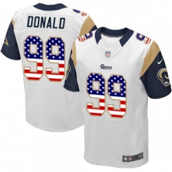 Men Nike Los Angeles Rams 99 Aaron Donald Elite White Road USA Flag Fashion NFL Jersey