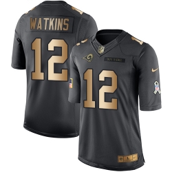 Nike Rams #12 Sammy Watkins Black Mens Stitched NFL Limited Gold Salute To Service Jersey