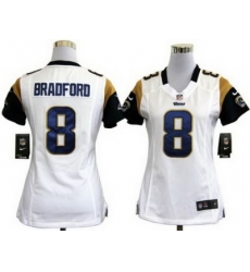 Women Nike St. Louis Rams 8# Sam Bradford White Nike NFL Jerseys