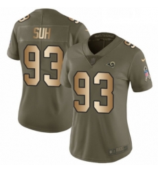 Womens Nike Los Angeles Rams 93 Ndamukong Suh Limited OliveGold 2017 Salute to Service NFL Jersey