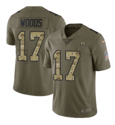 Youth Nike Rams #17 Robert Woods Olive Camo Stitched NFL Limited 2017 Salute to Service Jersey