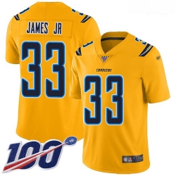 Chargers 33 Derwin James Jr Gold Men Stitched Football Limited Inverted Legend 100th Season Jersey