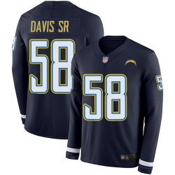 Chargers 58 Thomas Davis Sr Navy Blue Team Color Mens Stitched Football Limited Therma Long Sleeve