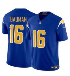 Men Los Angeles Chargers 16 Casey Bauman Royal 2024 F U S E Vapor Limited Stitched Football Jersey