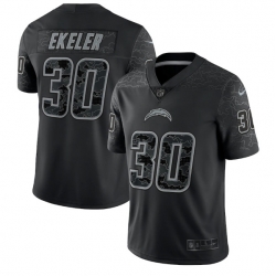 Men Los Angeles Chargers 30 Austin Ekeler Black Reflective Limited Stitched Football Jersey