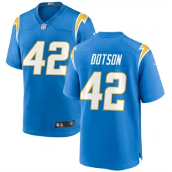 Men Los Angeles Chargers 42 Elijah Dotson Blue Stitched Game Jersey