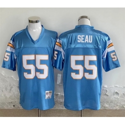 Men Los Angeles Chargers 55 Junior Seau Blue Throwback Stitched Jersey