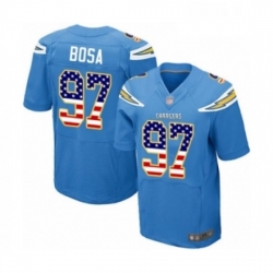 Men Los Angeles Chargers 97 Joey Bosa Elite Electric Blue Alternate USA Flag Fashion Football Jersey