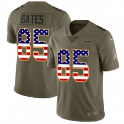 Men Nike Los Angeles Chargers 85 Antonio Gates Limited OliveUSA Flag 2017 Salute to Service NFL Jersey