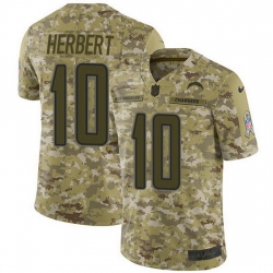 Nike Chargers 10 Justin Herbert Camo Men Stitched NFL Limited 2018 Salute To Service Jersey