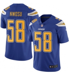 Nike Chargers #58 Uchenna Nwosu Electric Blue Mens Stitched NFL Limited Rush Jersey