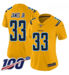 Chargers #33 Derwin James Jr Gold Women Stitched Football Limited Inverted Legend 100th Season Jersey