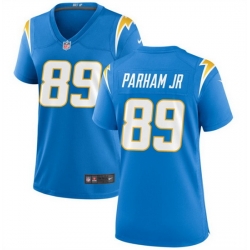 Women Los Angeles Chargers 89 Donald Parham Jr Blue Stitched Game Jersey  Run Small