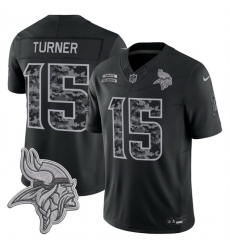 Men Minnesota Vikings  15 Dallas Turner Black F U S E  2026 Salute to Service Limited Stitched Football Jersey