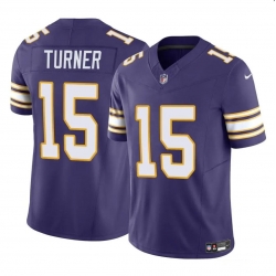 Men Minnesota Vikings 15 Dallas Turner Purple 2024 Draft Throwback Vapor Untouchable Limited Stitched Jersey