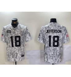 Men Minnesota Vikings 18 Justin Jefferson 2024 F U S E Arctic Camo Salute To Service Limited Stitched Football Jersey