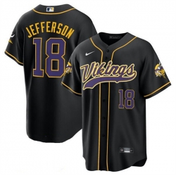 Men Minnesota Vikings 18 Justin Jefferson Black Cool Base Stitched Baseball Jersey