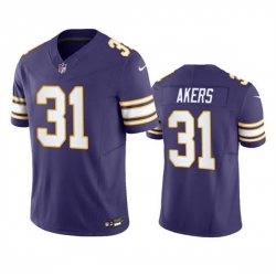 Men Minnesota Vikings 31 Cam Akers Purple 2023 F U S E  Vapor Throwback Limited Stitched Jersey