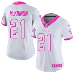 Nike Vikings #21 Jerick McKinnon White Pink Womens Stitched NFL Limited Rush Fashion Jersey