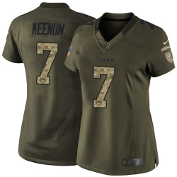 Nike Vikings #7 Case Keenum Green Womens Stitched NFL Limited 2015 Salute to Service Jersey