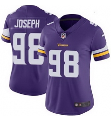 Nike Vikings #98 Linval Joseph Purple Team Color Womens Stitched NFL Vapor Untouchable Limited Jersey