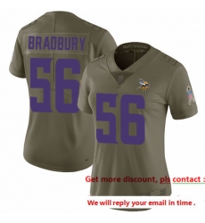 Vikings 56 Garrett Bradbury Olive Women Stitched Football Limited 2017 Salute to Service Jersey