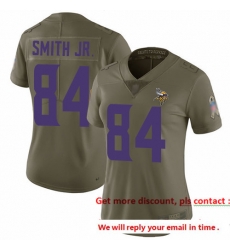 Vikings 84 Irv Smith Jr  Olive Women Stitched Football Limited 2017 Salute to Service Jersey