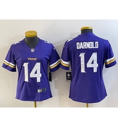 Women Minnesota Vikings  14 Sam Darnold Purple Vapor Untouchable Limited Stitched Jersey