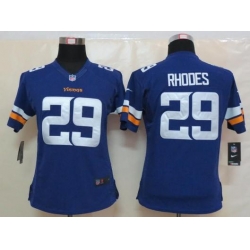 Women Nike Minnesota Vikings 29 Xavier Rhodes Purple Limited NFL Football Jerseys 2013 New Style