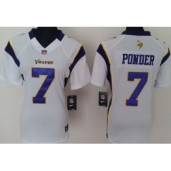 Women Nike Minnesota Vikings 7# Christian Ponder White Nike NFL Jerseys