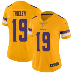 Women Vikings 19 Adam Thielen Gold Stitched Football Limited Inverted Legend Jersey