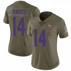 Womens Nike Minnesota Vikings 14 Stefon Diggs Limited Olive 2017 Salute to Service NFL Jersey