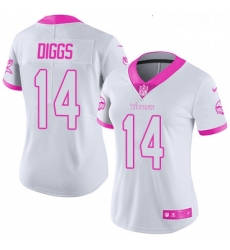 Womens Nike Minnesota Vikings 14 Stefon Diggs Limited WhitePink Rush Fashion NFL Jersey